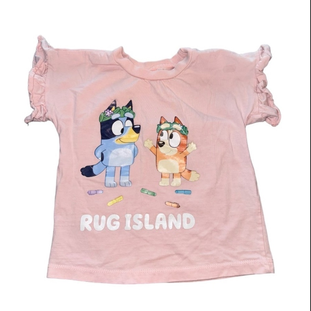 Bluey Toddler Girl Rug Island Ruffle Sleeve Shirt